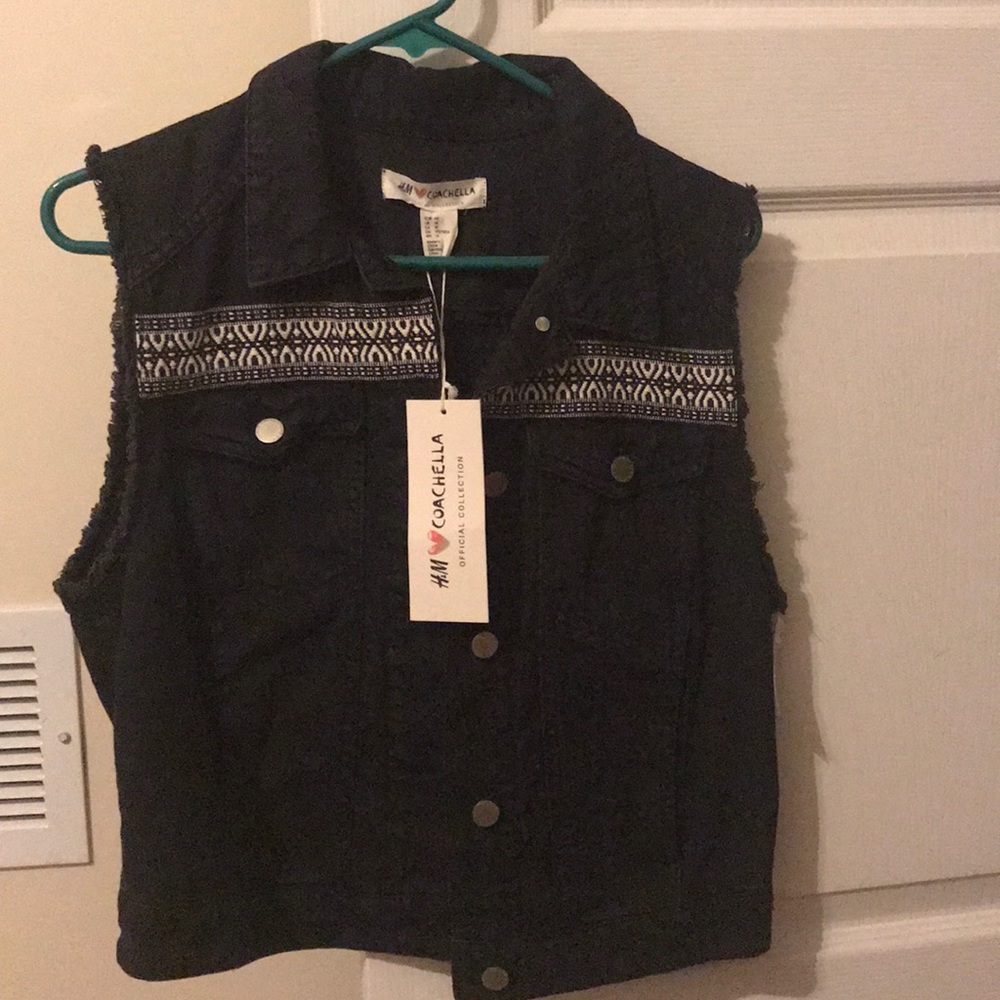 NWT black h&m Coachella collection vest denim